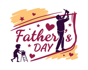 Happy Fathers Day Celebration with Father and Son Silhouettes