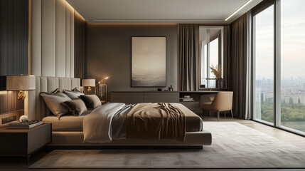 Luxury Apartment Bedroom with Plush Bedding