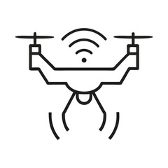 Minimalist drone icon outlined vector illustration for modern technology concepts