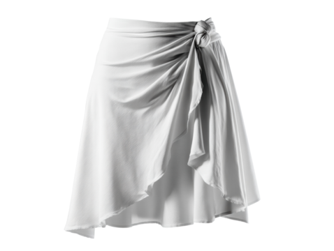 Elegant white wrap skirt for summer fashion and casual wear, cut out transparent 