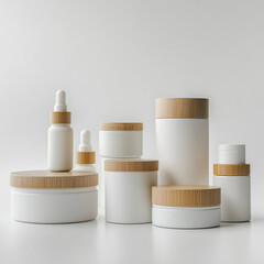 Blank wellness health cosmetic container on white background