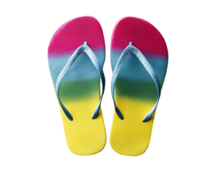 Colorful flip flops perfect for summer beach fun, cut out transparent 