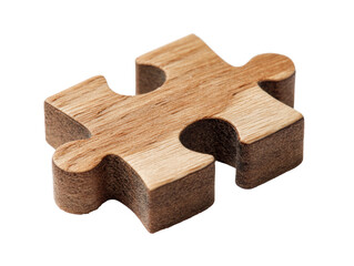 Wooden puzzle piece for creative problem solving activities, cut out transparent 
