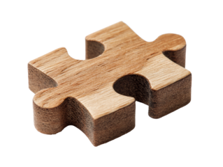Wooden puzzle piece for creative problem solving activities, cut out transparent 