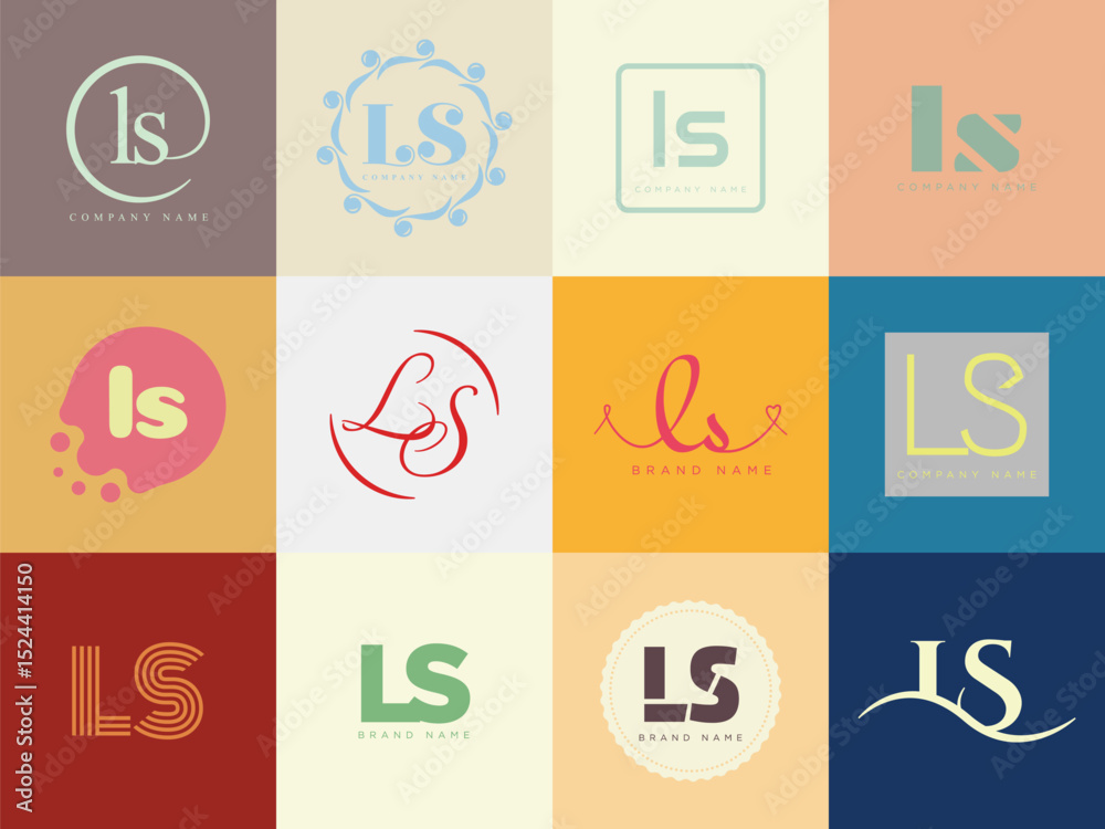 Fototapete ls logo company template. letter l and s logotype. set different classic serif lettering and modern 