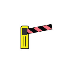Car entrance Icon. Safety and caution concept. Automatic car barrier icon. entry access barrier isolated on white background. Flat illustration of parking barrier vector icon for web design. Eps 106.