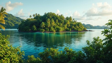 Obraz premium Lush Grove Isle Oasis - Tropical Island Paradise