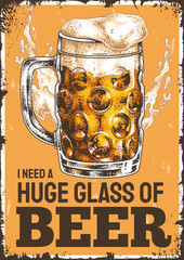 Enjoying a massive glass of cold beer with froth