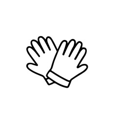 Obraz premium Two gloves vector icon for winter protection, gardening, and DIY projects. Perfect for design and branding materials. Black and white line art. Suitable for fashion and safety concepts.