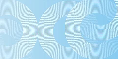 Fototapeta premium Abstract minimalist banner background, pastel colorful, blue and white gradations. Circle effect style art