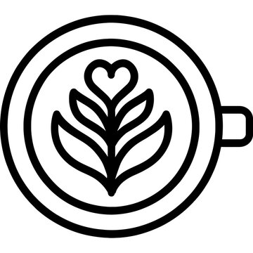 Minimalist latte art icon top view