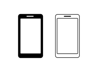 Phone black and stroke icon isolated on white background
