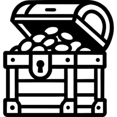Bold line icon of a wooden treasure chest