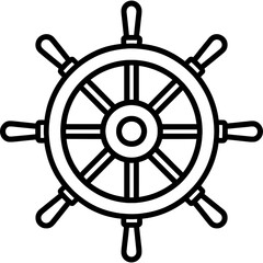 Obraz premium Bold line vector ship wheel icon
