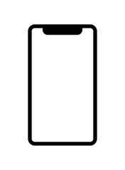 Smartphone vector icon for background graphic design. Modern black vector illustration of mobile gadget in flat style. Phone display with white screen isolated on white background. 