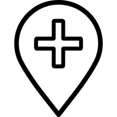 Obraz premium Minimal location pin with plus symbol