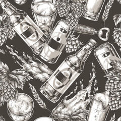 Craft beer and brewing elements in detailed design