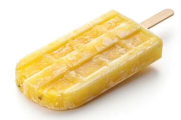 Delicious yellow pineapple popsicle isolated on white background summer treat frozen dessert refreshing snack food ices