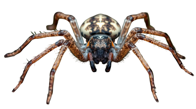 Realistic spider with detailed body structure on a white background  