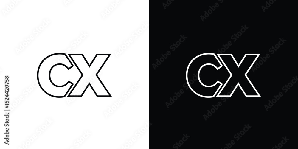 Aufkleber Letter C and X, CX logo design template. Minimal monogram initial based logotype.