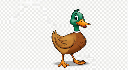 Cartoon illustration of a happy green duck