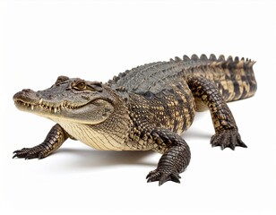 Fototapeta premium Wild crocodile or alligator over white background