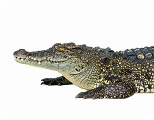 Fototapeta premium Wild crocodile or alligator over white background