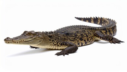 Naklejka premium Wild crocodile or alligator over white background