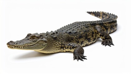 Fototapeta premium Wild crocodile or alligator over white background