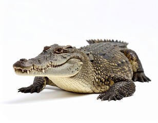 Fototapeta premium Wild crocodile or alligator over white background