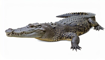 Fototapeta premium Wild crocodile or alligator over white background