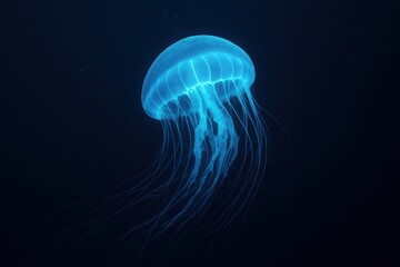 Glowing jellyfish gracefully drifting in the dark depths of the ocean at twilight