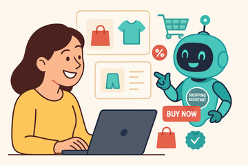 Chatbot assisting with online shopping – AI virtual assistant recommending products 