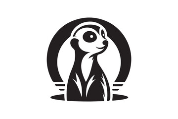 Obraz premium Meerkat icon silhouette on white background.