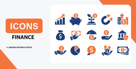 Finance Icons Investment, Growth, and Financial Management Icons Set