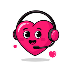 A vector illustration of a heart with a headphone