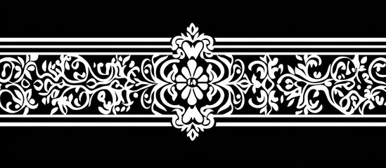 Black  White Floral Border Design.