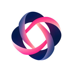 A blue and pink spiral with a white background. The spiral is made up of two blue lines and two pink lines