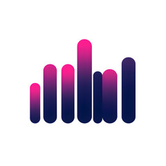 A graphic of a city skyline with pink and blue lines. The graphic is meant to represent the idea of a city's pulse, with the pink and blue lines representing the heartbeat of the city