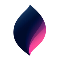 A leaf with a purple stem. The leaf is blue and pink. The leaf is a symbol of growth and life