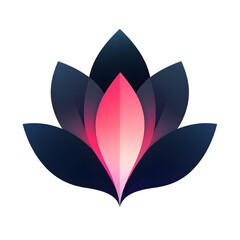 A flower with pink petals and black leaves. The flower is surrounded by a white background. The flower is a symbol of peace and tranquility