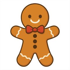 Cheerful Gingerbread Man with Bow Tie