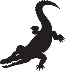 Crocodile vector silhouette bold style, River predator in clean line drawing