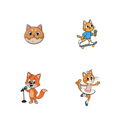 Fototapeta premium Adorable Cartoon Cats Skateboarding, Singing, Dancing & More!