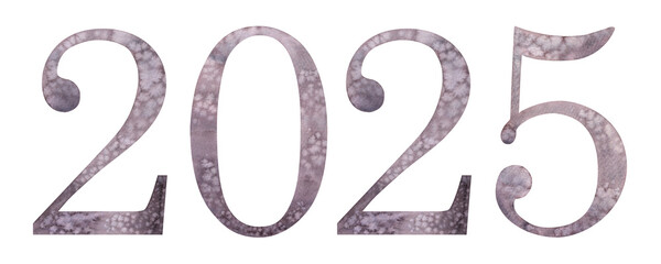 Obraz premium Watercolor hand drawn pink colorful lettering Number isolated background. Handwritten message. Colored Numbers date 2025 year. Print cards design banner, poster, calendar planner diary Daily Organized