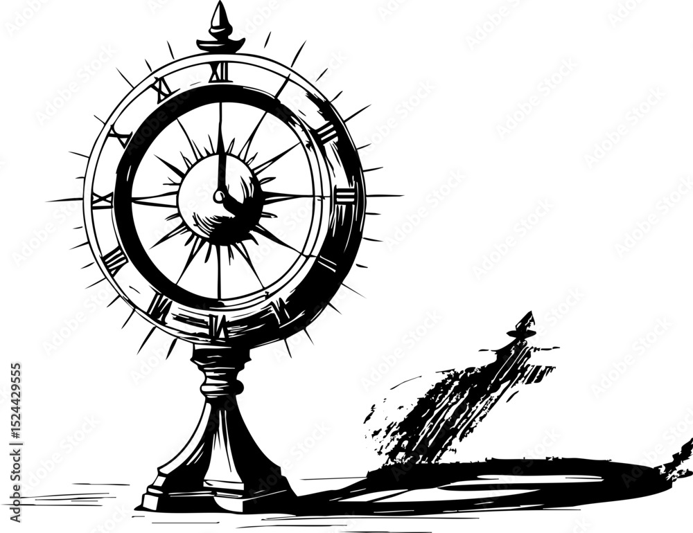 Fototapete Navigating the unknown a vintage compass studio setting artistic rendering black and white close-up view adventure theme