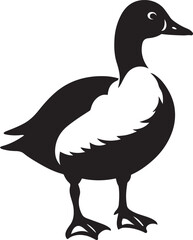 Duck silhouette black and white stylish, Waterfowl bird in clean line art