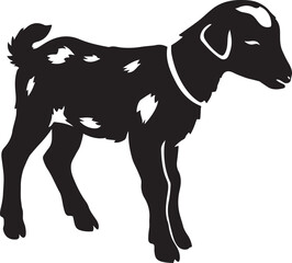 Young goat with spots silhouette simple, Baby goat illustration minimal line art