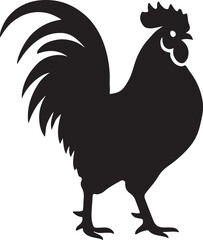 Rooster silhouette simple black design, Farm bird bold minimal illustration