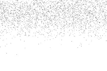 black glitter festive confetti  on transparent background. black glitter falling dust particles. Luxury confetti dots rain. Magic party border. Holiday decoration design element